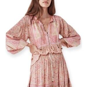 Spell and the Gypsy Collective Poinciana Blouse Flowy Floral Pink Size Small